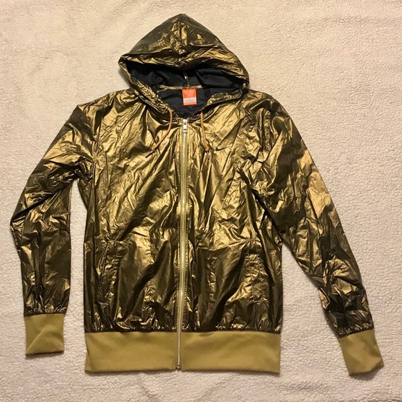 Nike Jackets & Blazers - NWOT Gold NIKE Athletic Dept Metallic Windbreaker